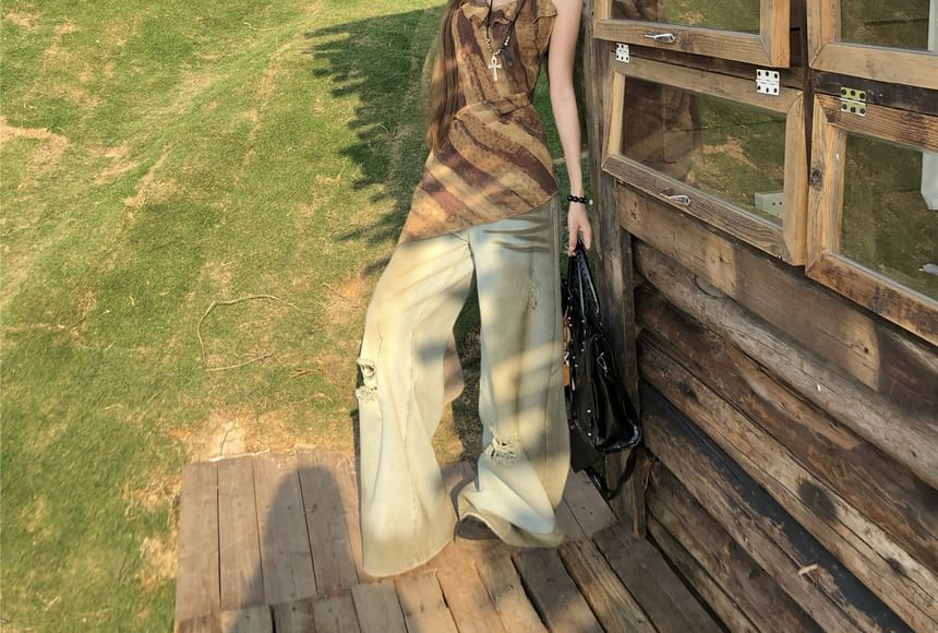 Top Asymmetrical Ruffled Printed Camisole