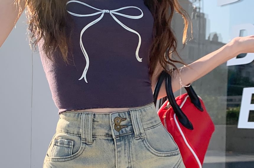 Denim High Washed Shorts Waist