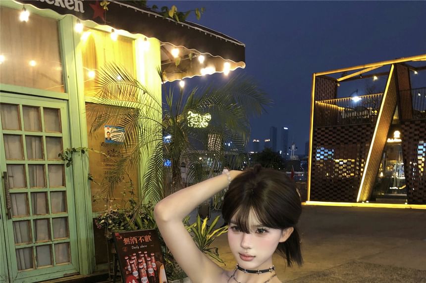 Asymmetrical Ruffled Top Print Tube Camo