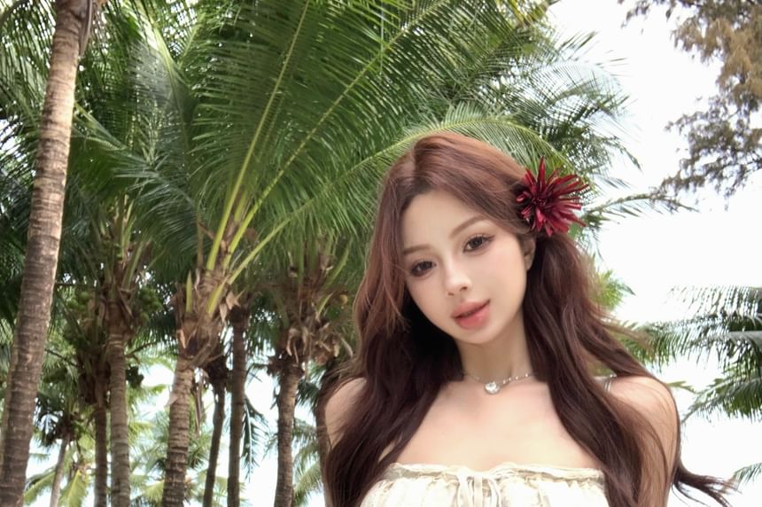 Camisole High Trim Drawstring Satin Fishtail Lace Top / Maxi Skirt Rise