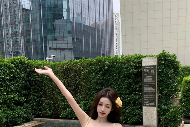 Crop Camisole Shirred / Top Ruffled Plain Mid Leg Waist Wide Pants