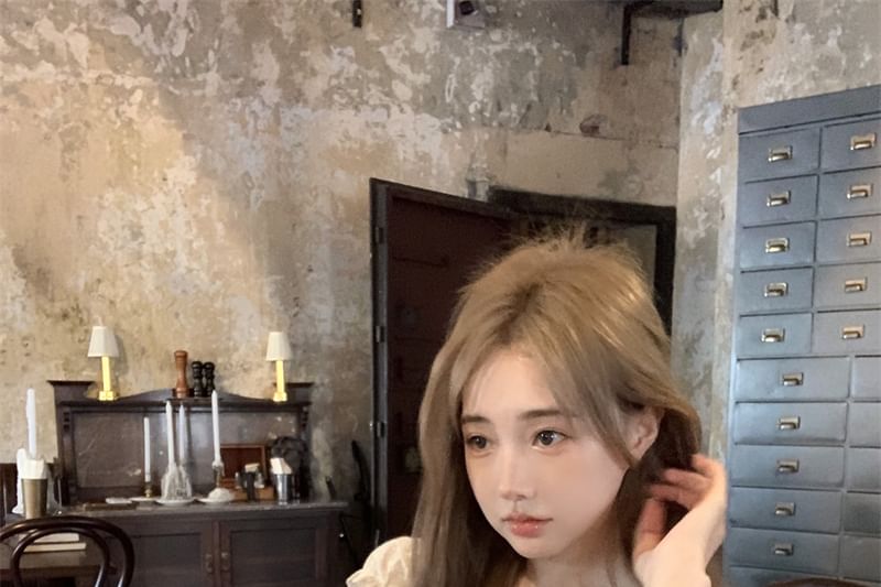 Blouse Shirred Ruffled Skirt Rise Plain A-Line Off-Shoulder Mini / High