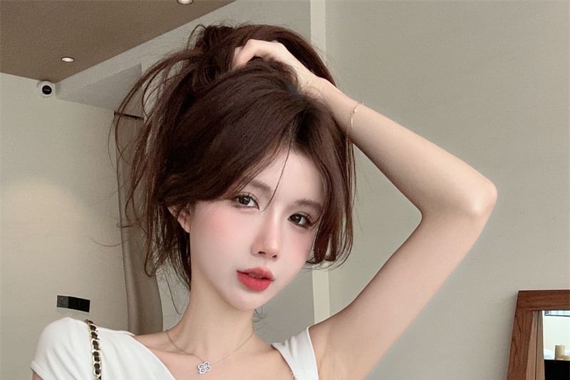 Crop Plain One-Shoulder Asymmetrical Top Buckled