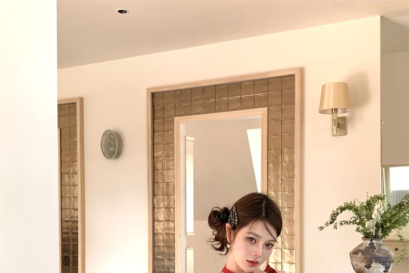 Ruffled Skirt Mini Top / High Floral Pencil Asymmetrical Cami Waist