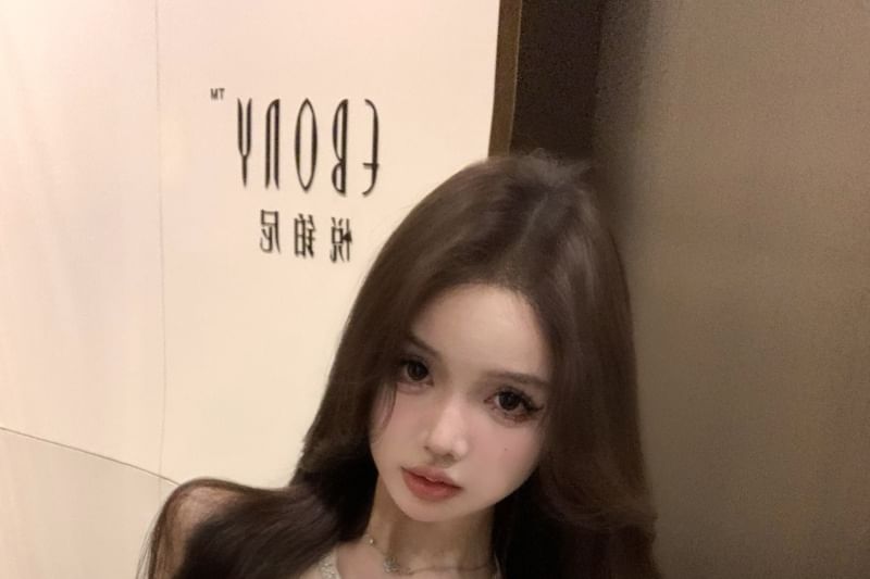 Mini A-Line Dress Rhinestone Bow Halter-Neck Slit