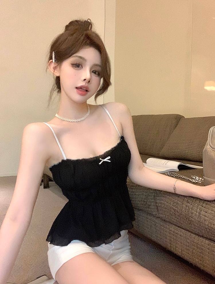 Bow Trim Lace Camisole Top