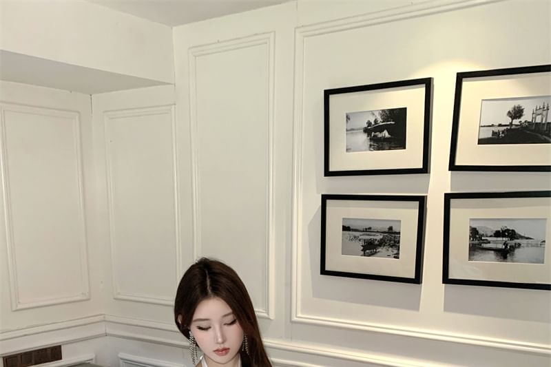 Mini Dress Halter-Neck Rhinestone Satin A-Line