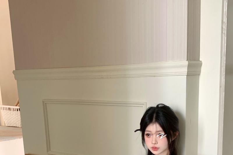 Mini Dress Jacquard Halter-Neck Bodycon Keyhole Floral