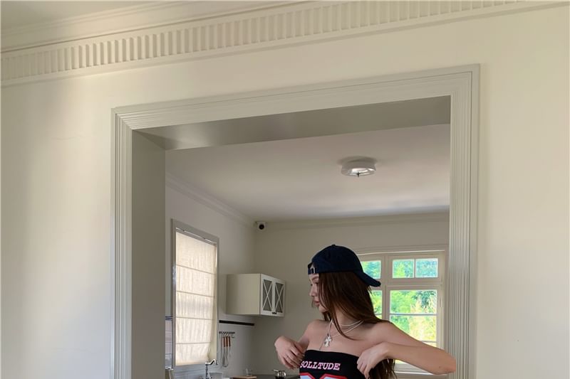 Waist Wide Pants Ruffled Numbering Leg Top Tube High /