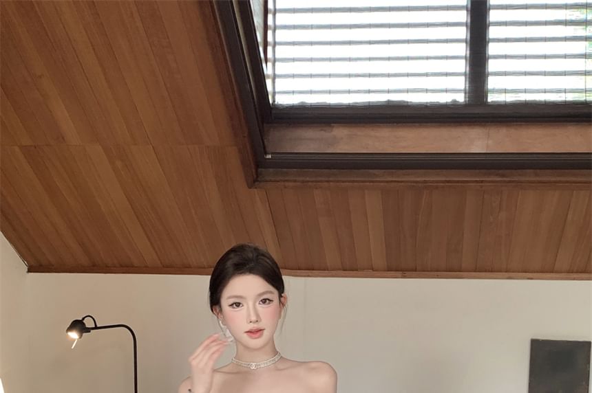 Strapless Mini A-Line Dress Striped