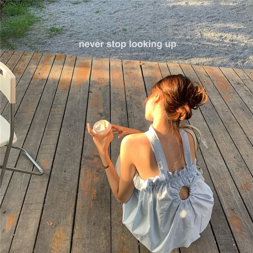 Keyhole Top Balloon Plain Back Camisole Open Ruffled