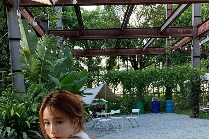 Keyhole Top Balloon Plain Back Camisole Open Ruffled