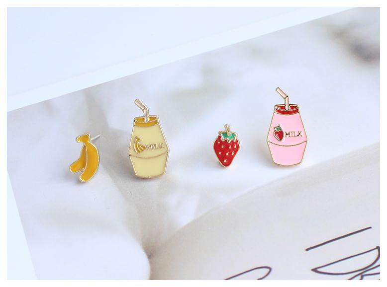 Stud Clip-On / Asymmetrical Fruit Milk Earring