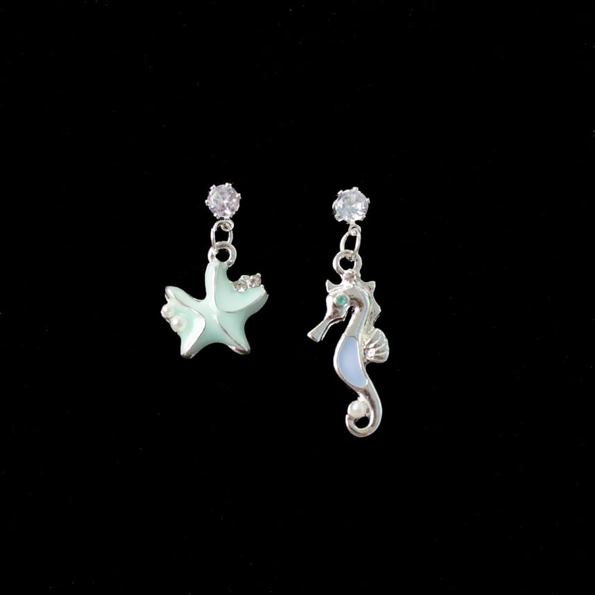 Asymmetrical Star Drop / Clip-On Rhinestone Earring
