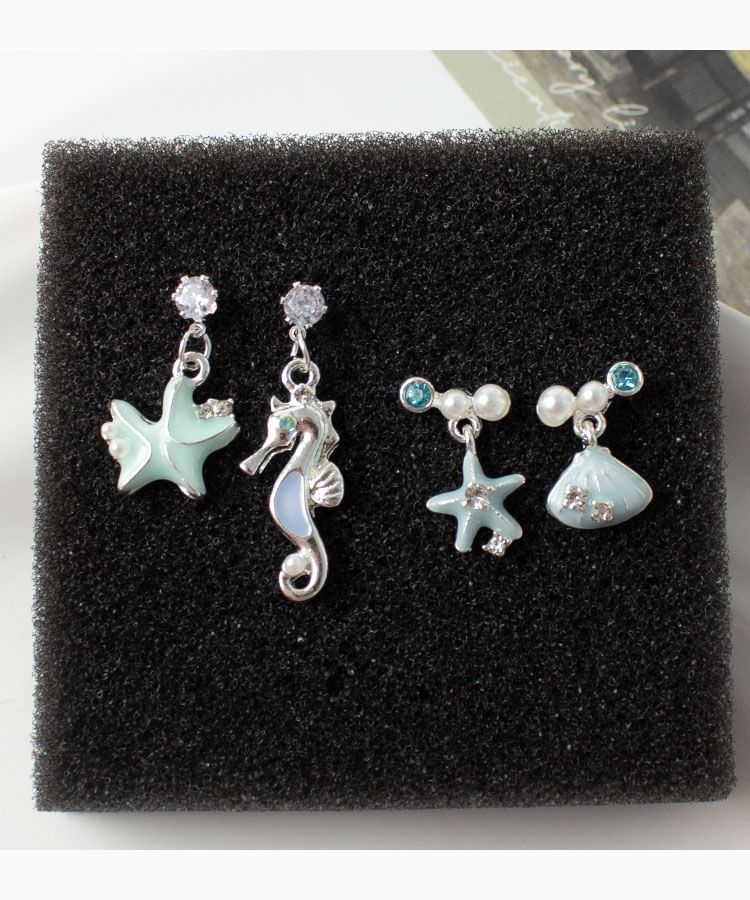 Asymmetrical Star Drop / Clip-On Rhinestone Earring