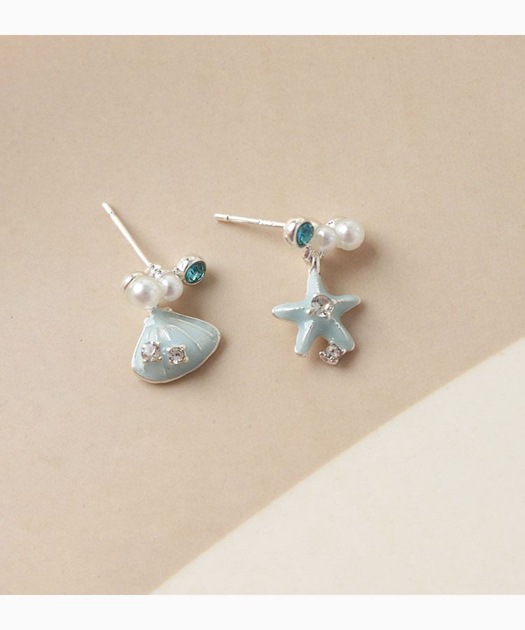 Asymmetrical Star Drop / Clip-On Rhinestone Earring