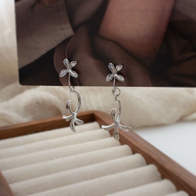/ Drop Clip-On Flower Earring