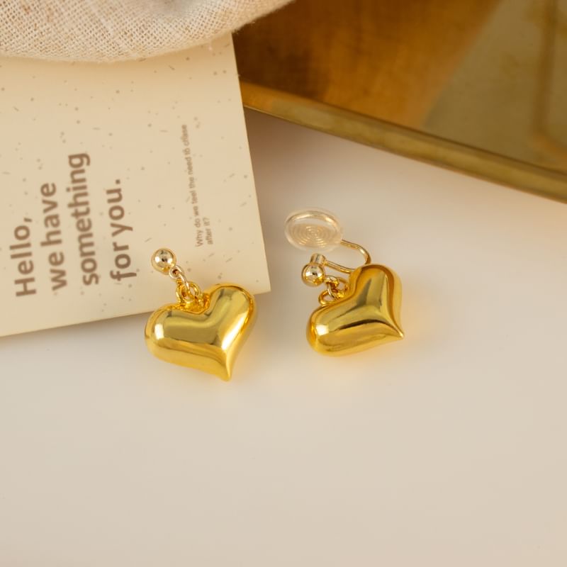 Drop Heart Clip-On Earring /