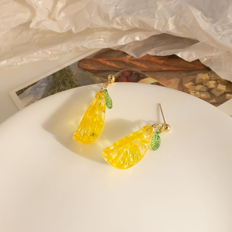 Earring Lemon Clip-On Drop /
