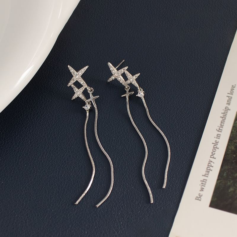 Rhinestone / Star Clip-On Dangle Earring