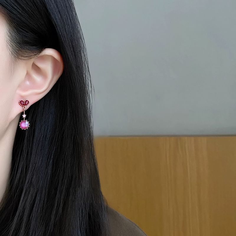 Heart Drop Rhinestone / Earring Clip-On