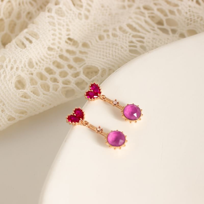 Heart Drop Rhinestone / Earring Clip-On