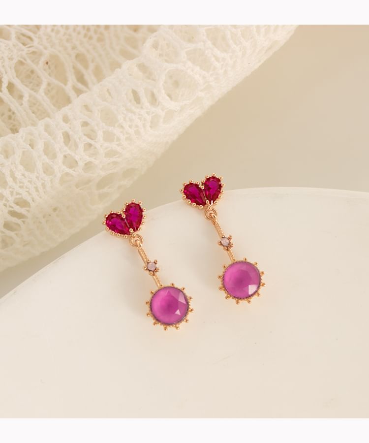 Heart Drop Rhinestone / Earring Clip-On