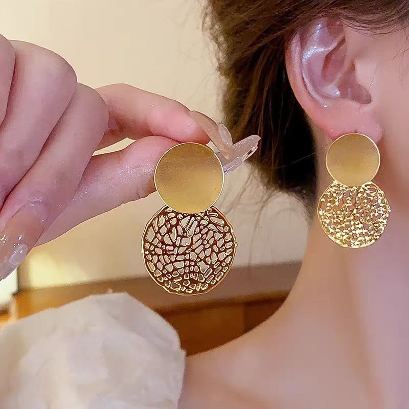Disc Drop Earring Double