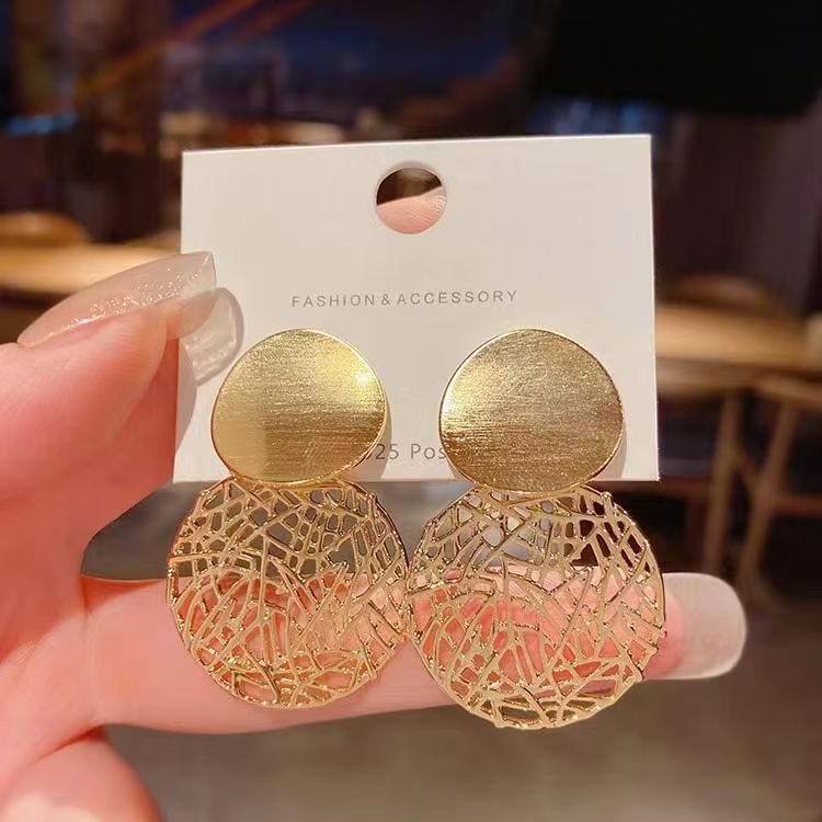 Disc Drop Earring Double