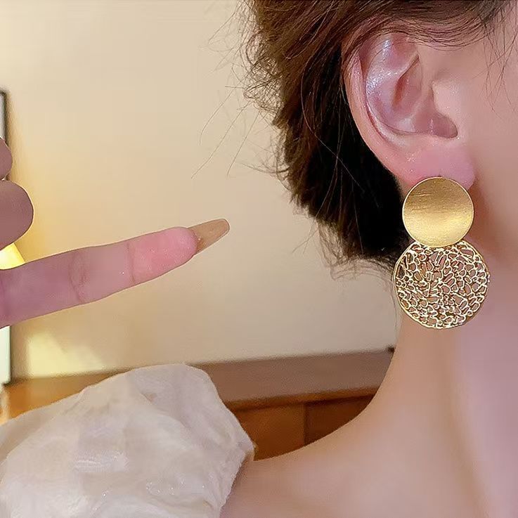 Disc Drop Earring Double