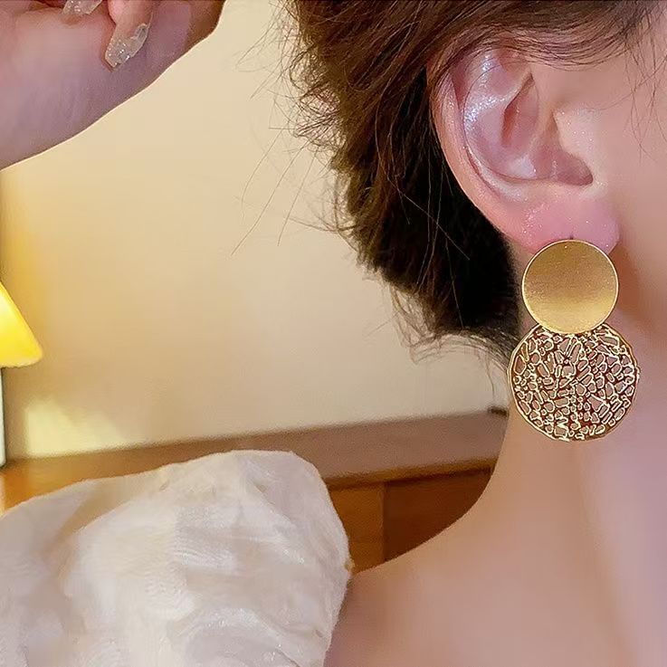 Disc Drop Earring Double