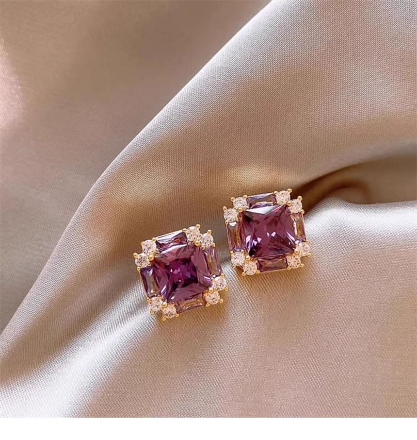 Earring Square Gemstone Stud