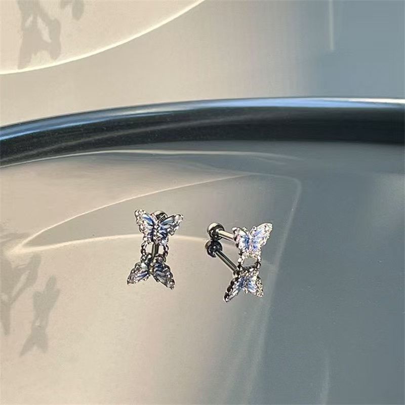 Stud Earring Butterfly Rhinestone