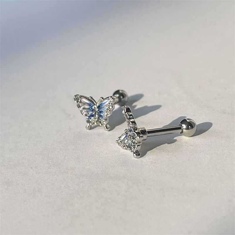 Stud Earring Butterfly Rhinestone