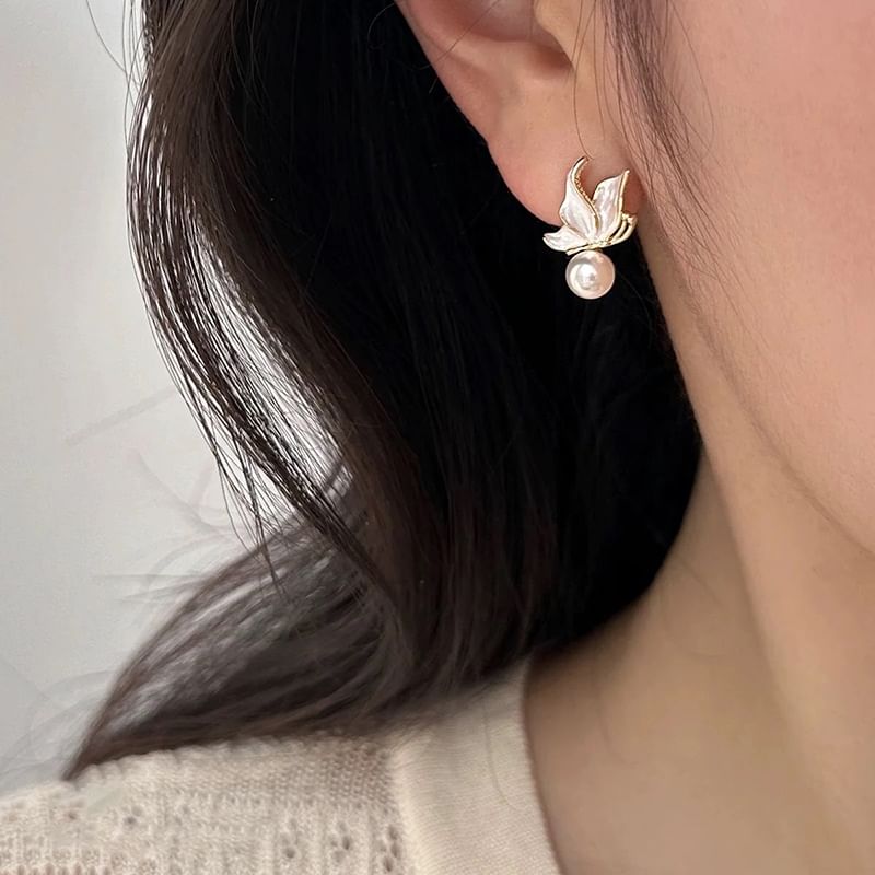 Earring Faux Alloy Butterfly Pearl / Cuff Drop Ear