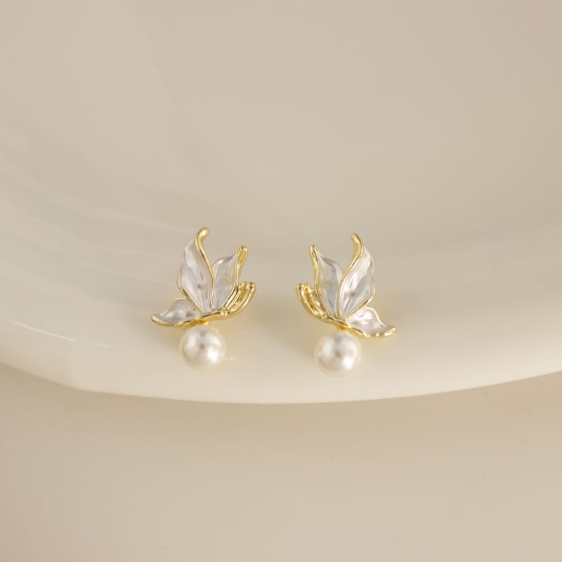 Earring Faux Alloy Butterfly Pearl / Cuff Drop Ear