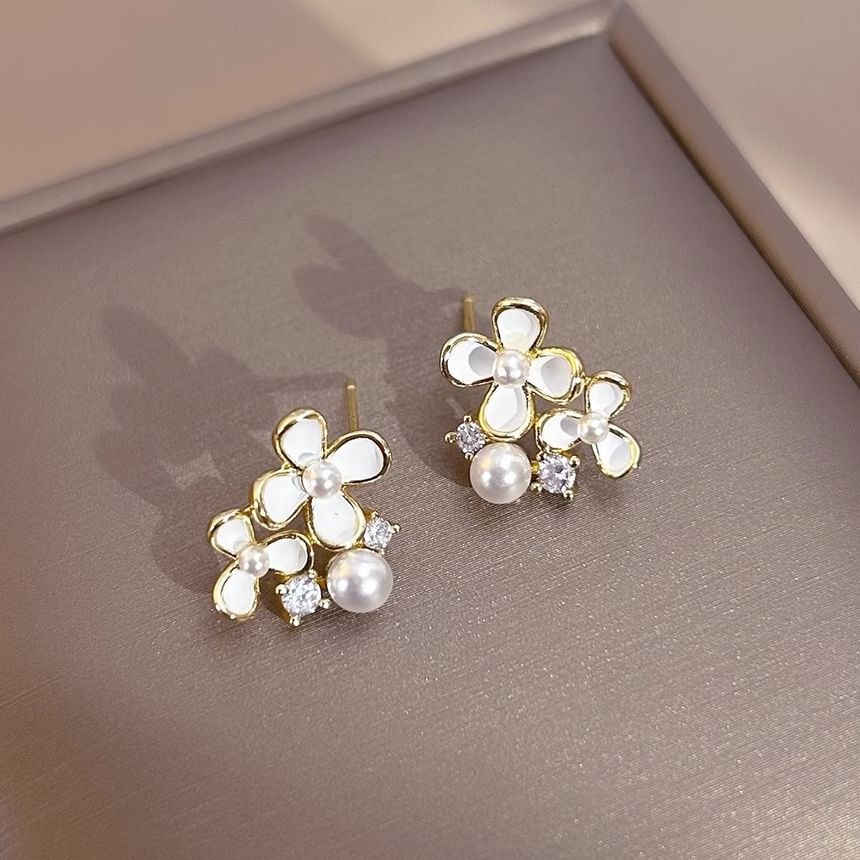 Stud / Pearl Cuff Alloy Floral Ear Faux Earring