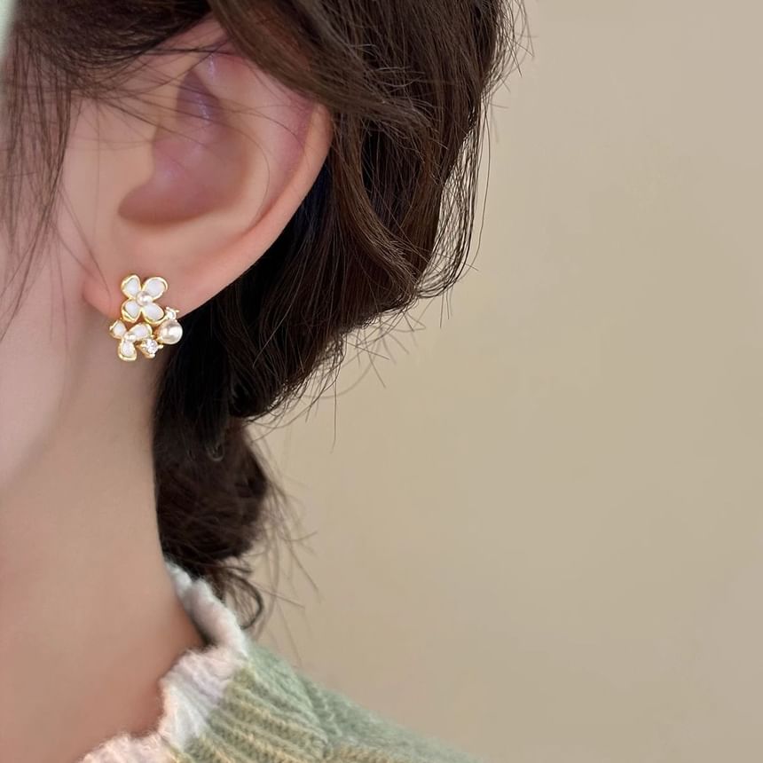 Stud / Pearl Cuff Alloy Floral Ear Faux Earring