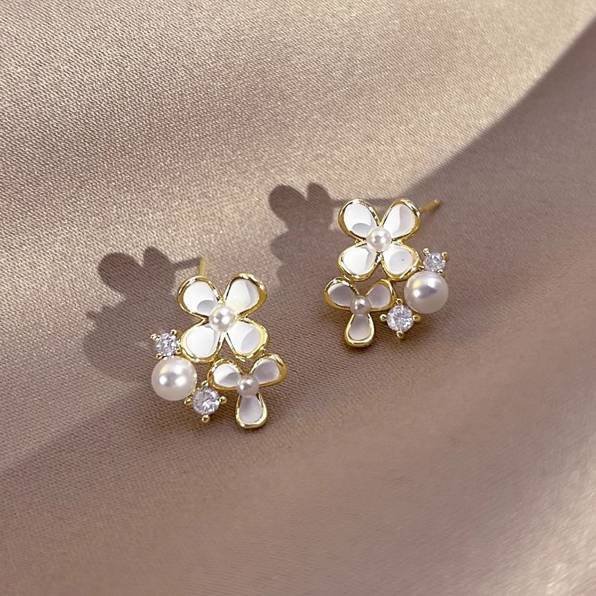 Stud / Pearl Cuff Alloy Floral Ear Faux Earring