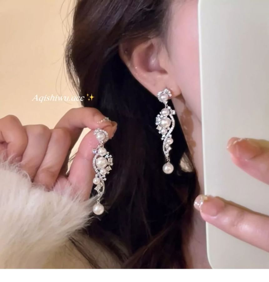 Pearl Faux Earring Dangle Alloy