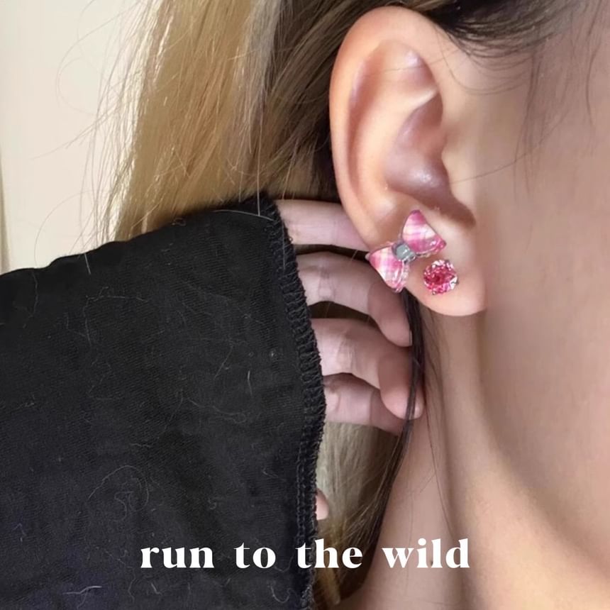 Bow Earring Rose Alloy