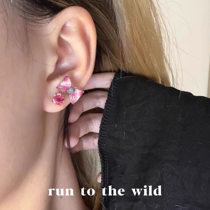 Bow Earring Rose Alloy