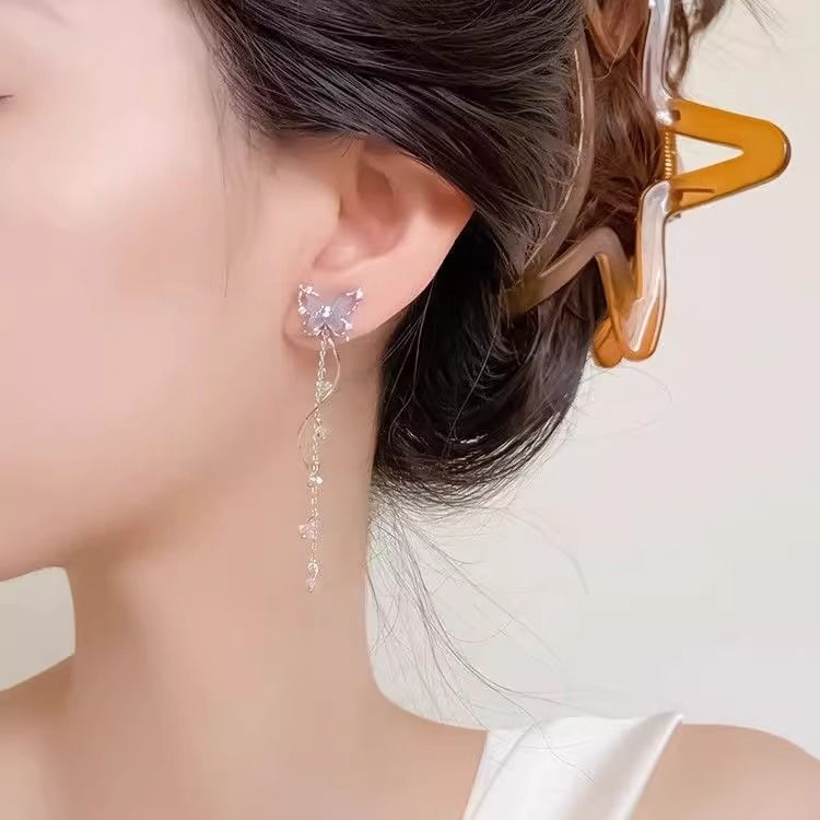 Earring Dangle Butterfly Alloy