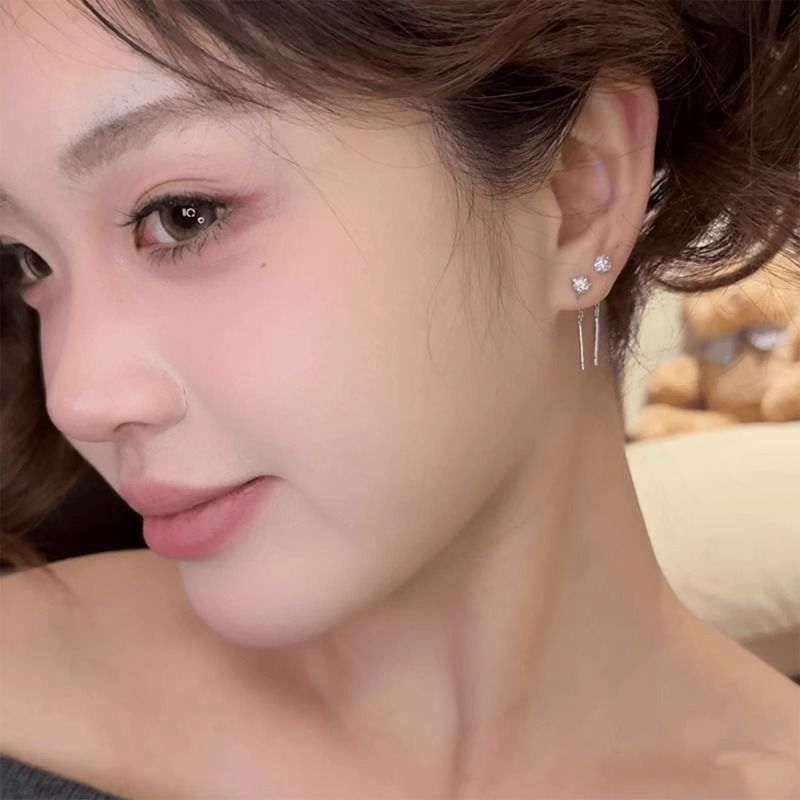 Earring Rhinestone Dangle Alloy