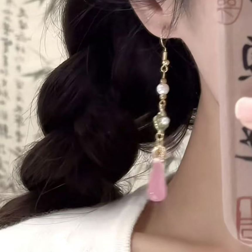 Alloy Dangle Gemstone Earring Pearl Faux