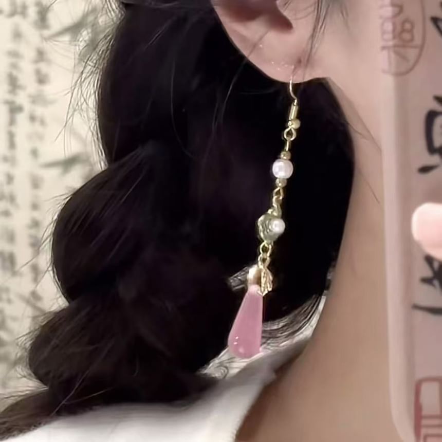 Alloy Dangle Gemstone Earring Pearl Faux