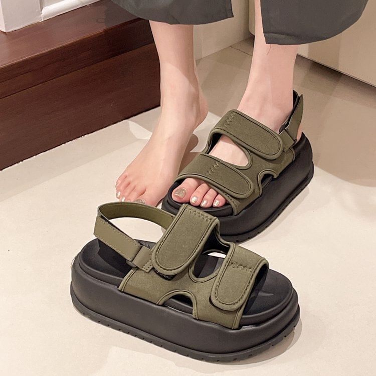 Adhesive Plain Strap Slingback Platform Sandals