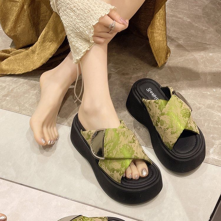 Cross Sandals Strap Platform