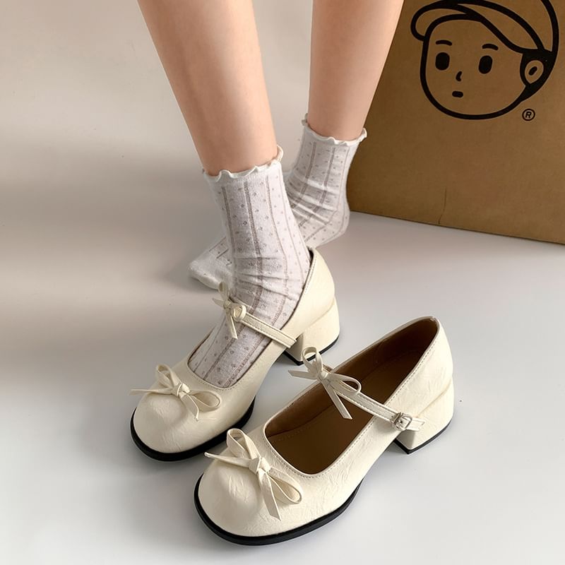 Accent Jane Block Ribbon Heel Pumps Mary