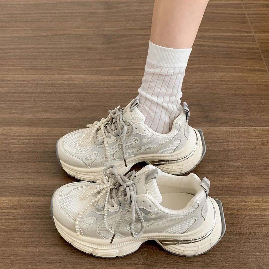 Sneakers Mesh Lace-Up Platform